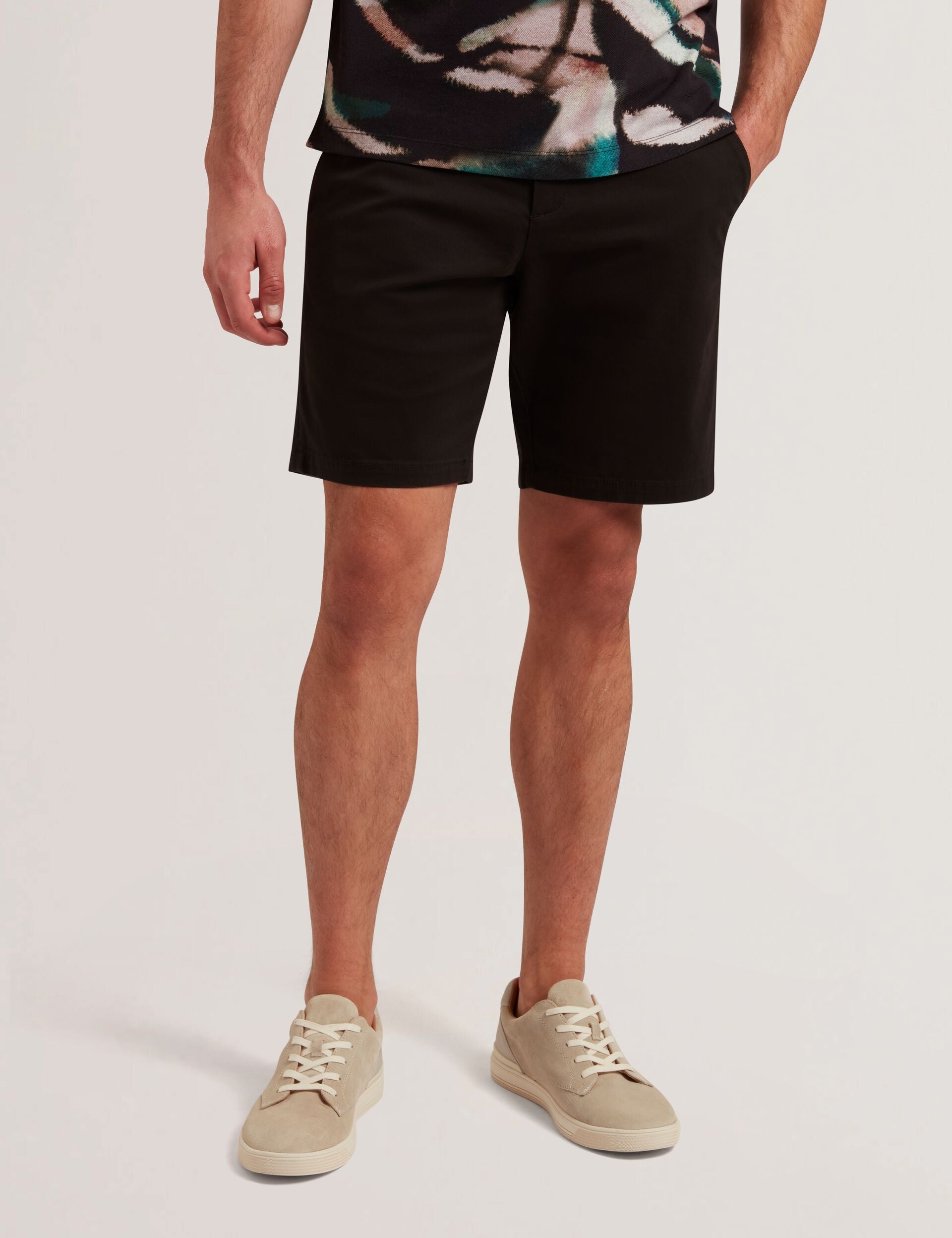 Men's Black Printed Cotton Chino Shorts