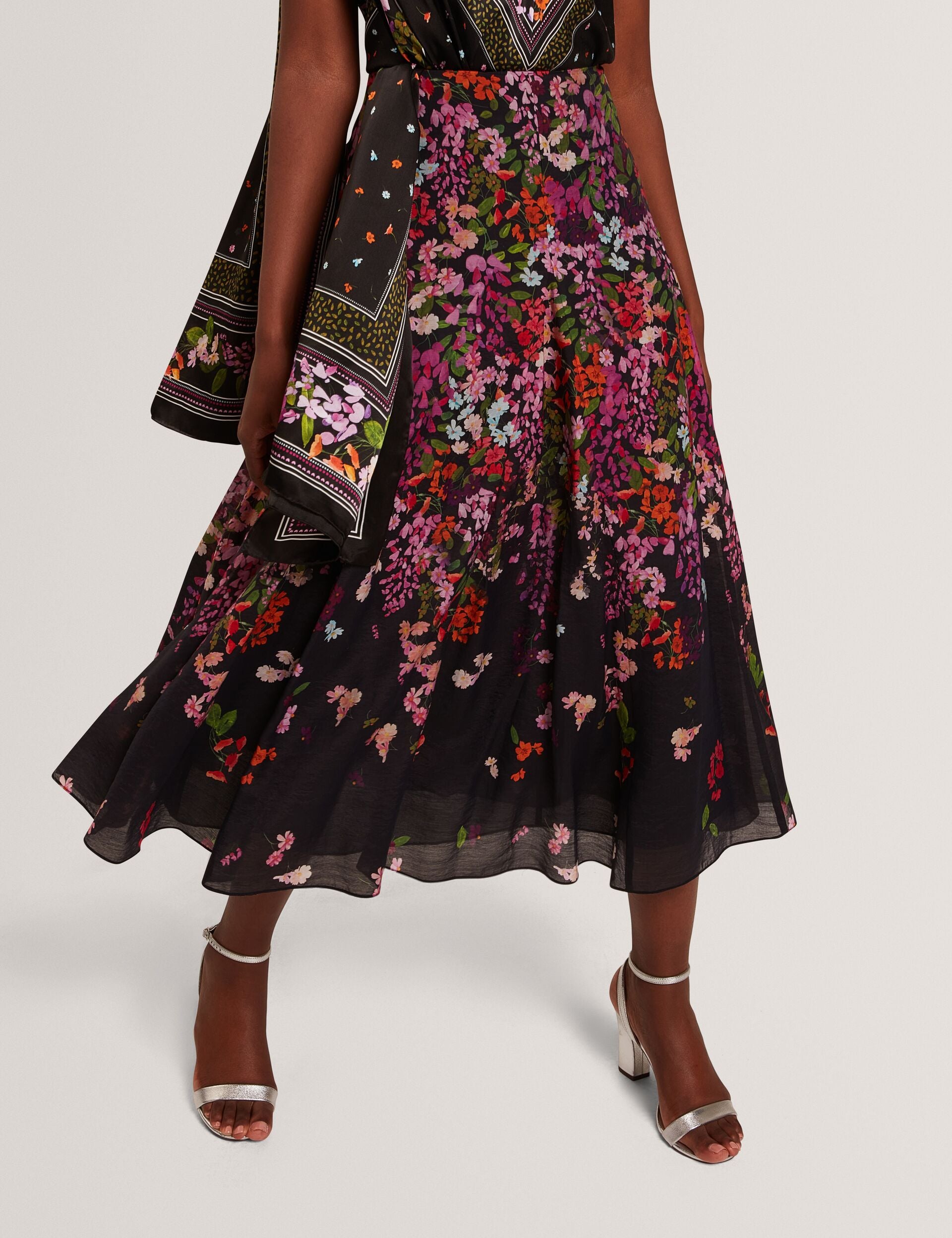 AZURE ORNATE WOVEN FULL MIDI SKIRT