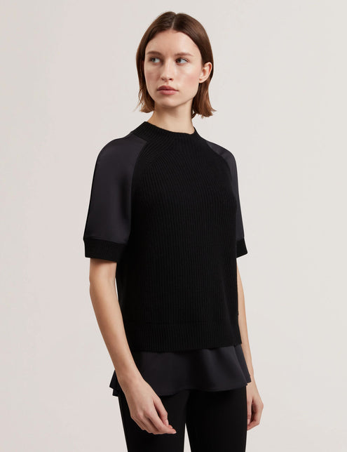 Ted Baker Chunky Knit Short Sleeve Top With Shirt Hem