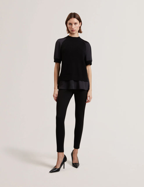 Ted Baker Chunky Knit Short Sleeve Top With Shirt Hem