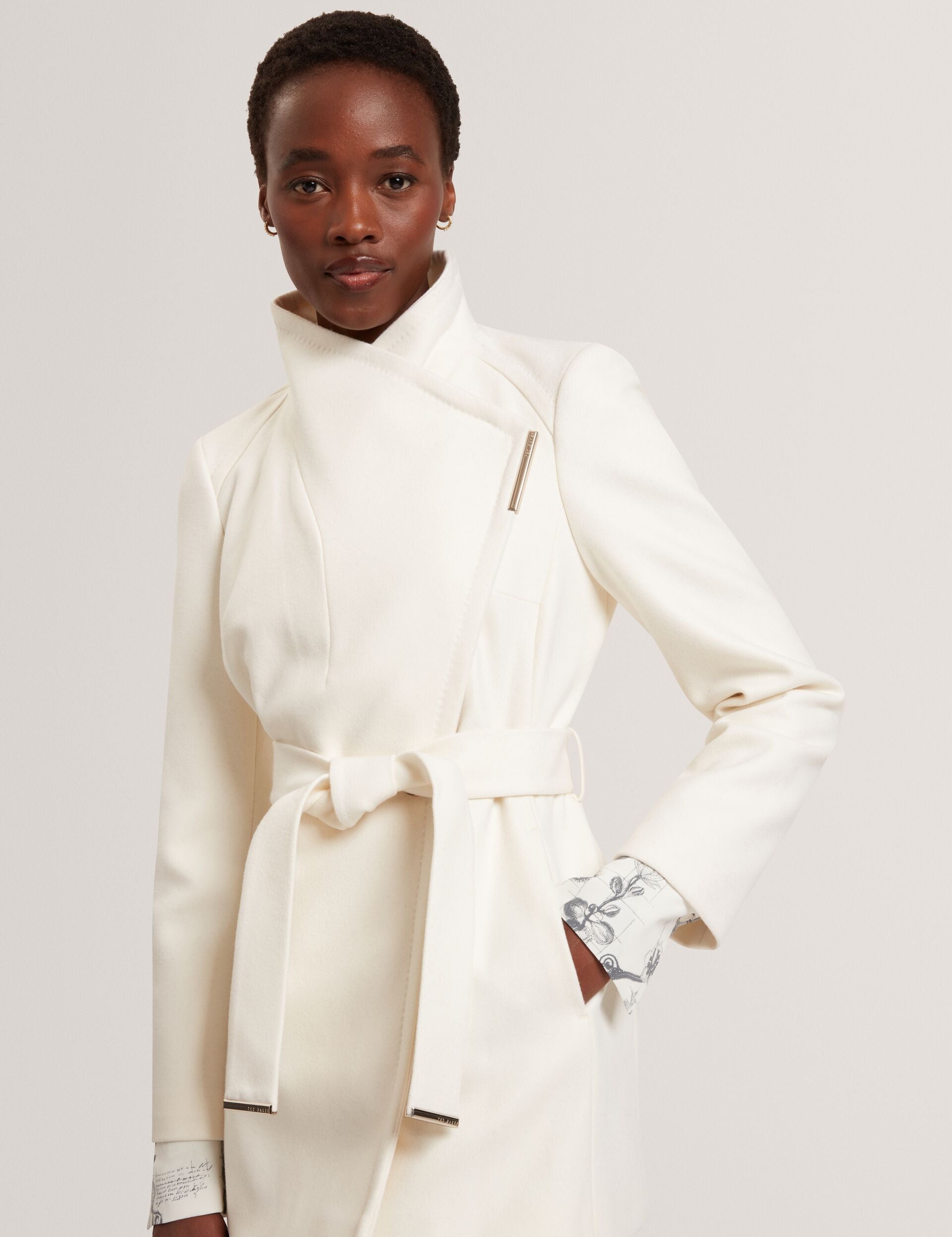 ROSESS Short Belted Wool Wrap Coat