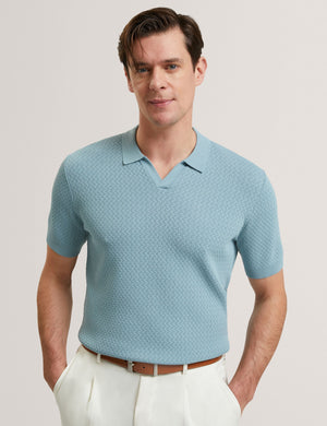 Ted Baker Zig Zag Knit Open Neck Polo