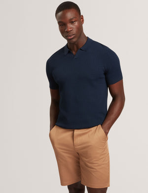 Ted Baker Zig Zag Knit Open Neck Polo