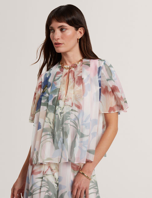 Ted Baker Floral Pleated Angel Short Sleeve Top