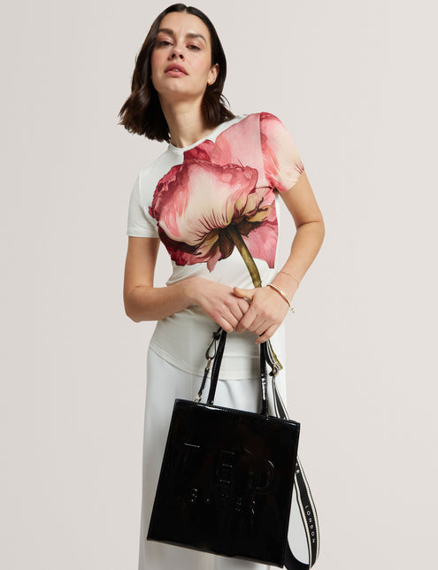 Ted Baker Patent Webbing Strap Small Icon Tote Bag