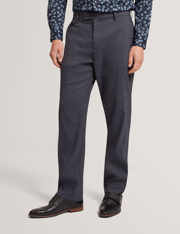 Ted Baker Checked Linen Blend Regular Fit Trousers