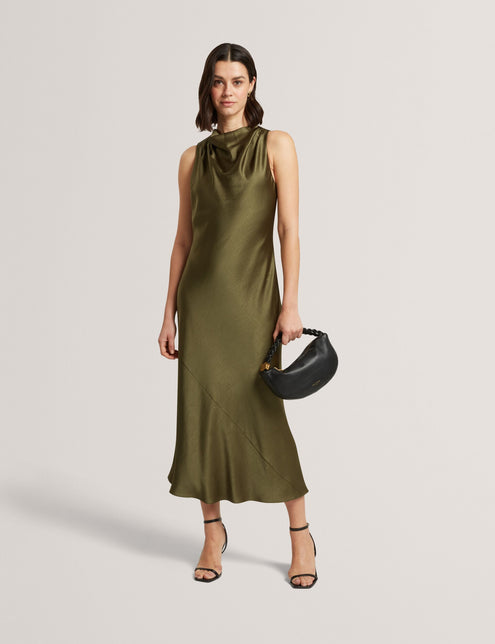 Ted Baker Sleeveless Cowl Neck Satin Midi Dress