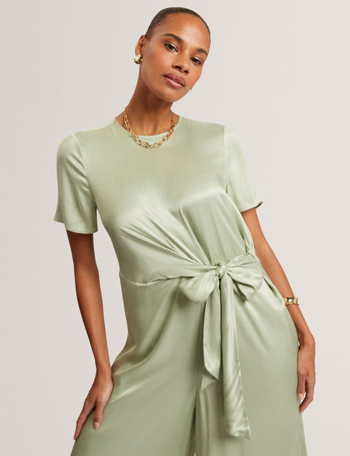 Ted Baker Tie Detail Short Sleeve Wide Leg Jumpsuit