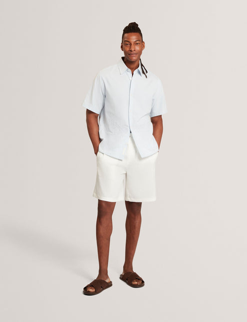Ted Baker Embroidered Hem Pinstripe Short Sleeve Shirt