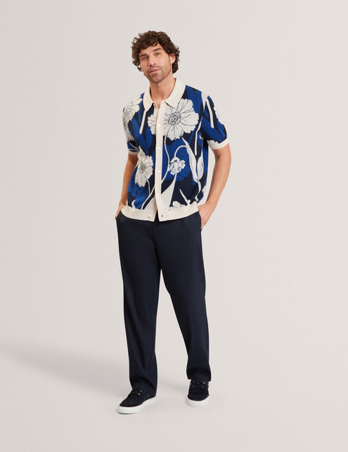 Ted Baker Jacquard Botanical Print Wool Blend Shirt