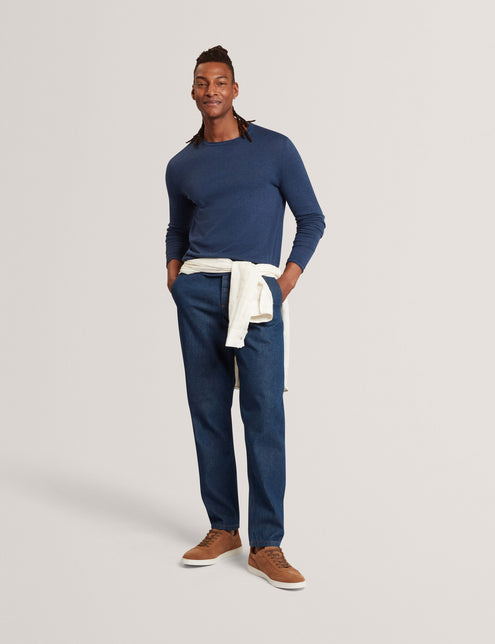 Ted Baker Rolled Edge Linen Blend Crew Neck Jumper