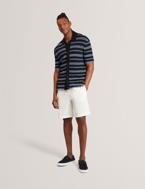 Ted Baker Stitched Stripe Knit Short Sleeve Shirt
