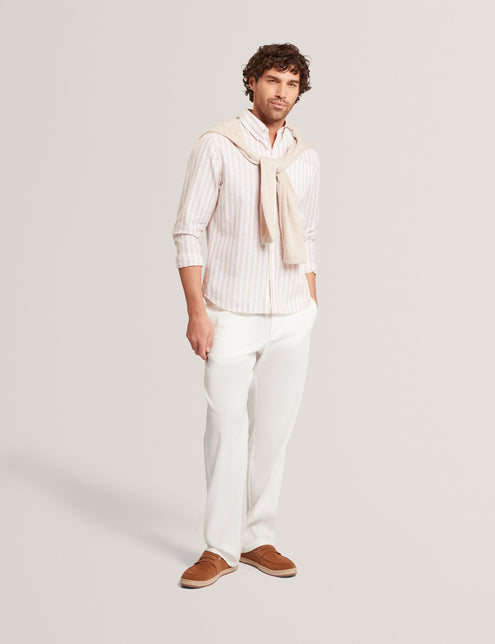 Ted Baker Striped Linen Blend Long Sleeve Shirt