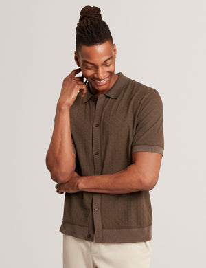 Ted Baker Diamond Texture Knit Short Sleeve Shirt