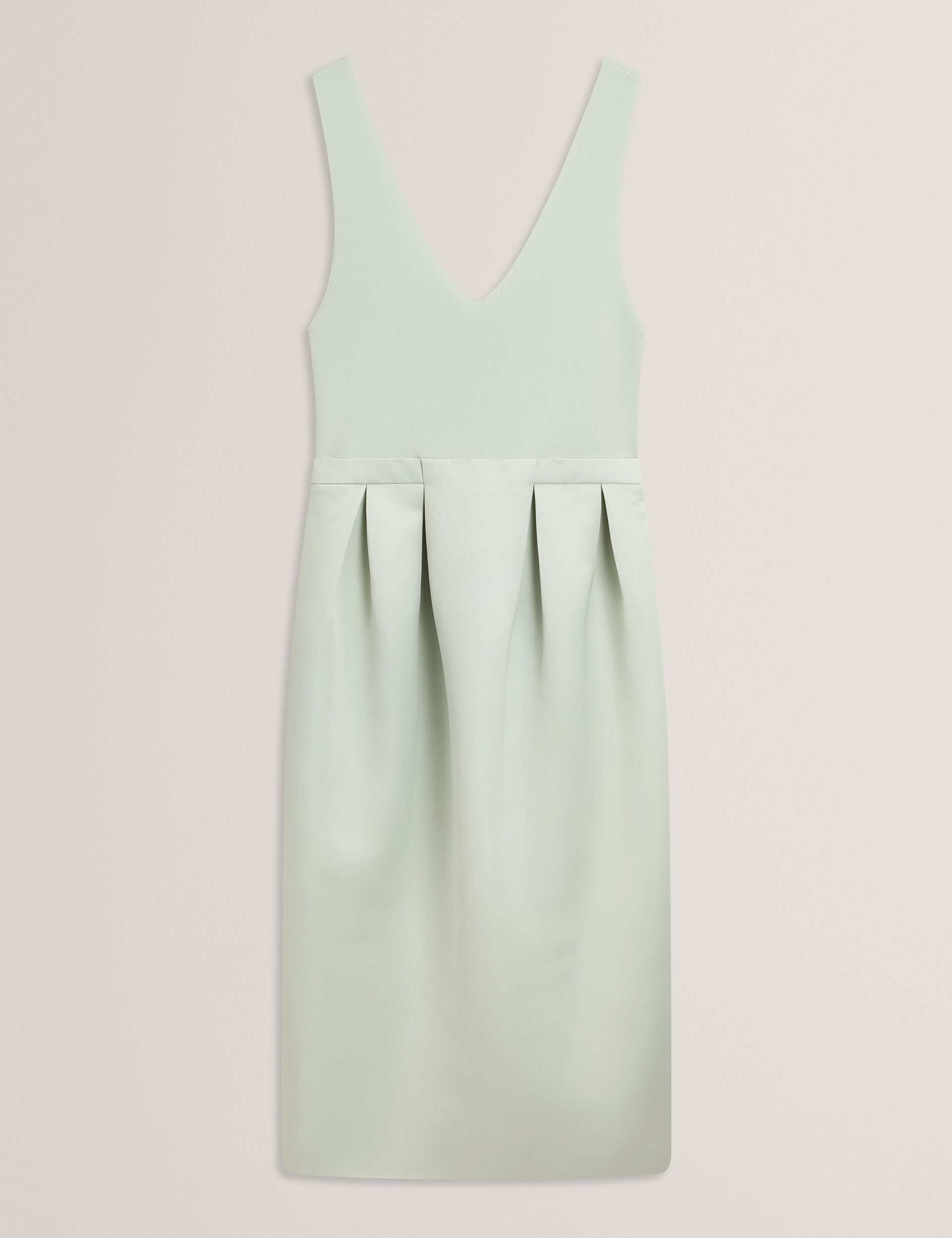 VERLENE Sleeveless Knit & Satin Tulip Midi Dress
