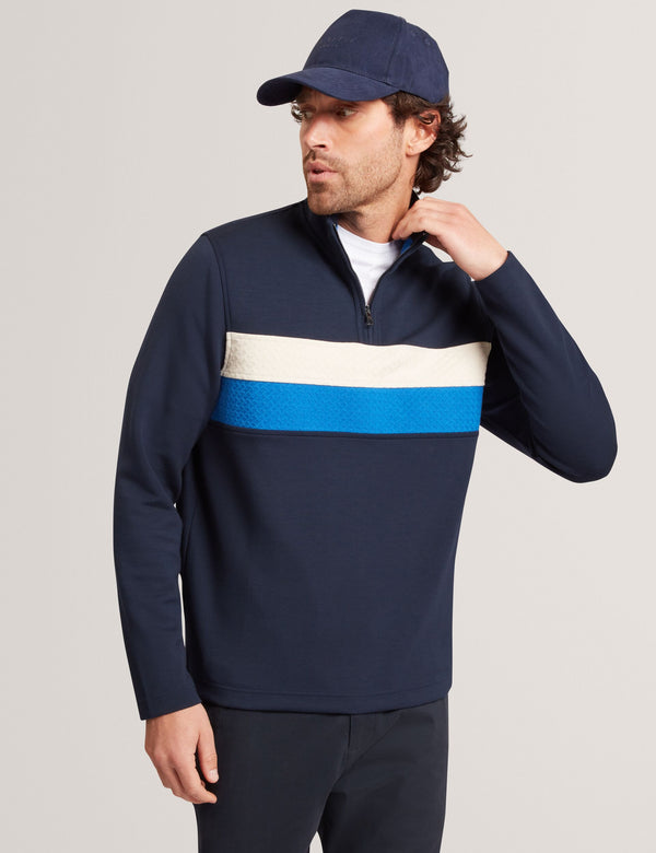 Ted Baker Stripe Panel Zip Neck Sweatshirt
