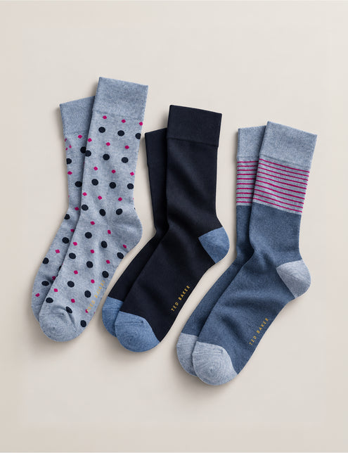 3 PK MENS NON TERRY CREW | BLUE