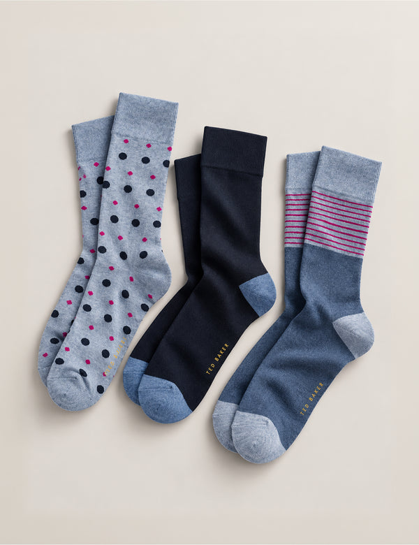 3 PK MENS NON TERRY CREW | BLUE