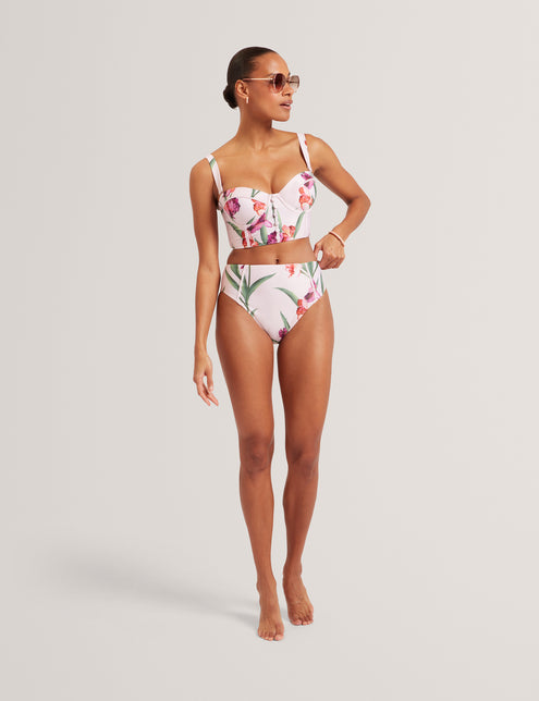 Ted Baker Floral Print High Waisted Bikini Bottoms