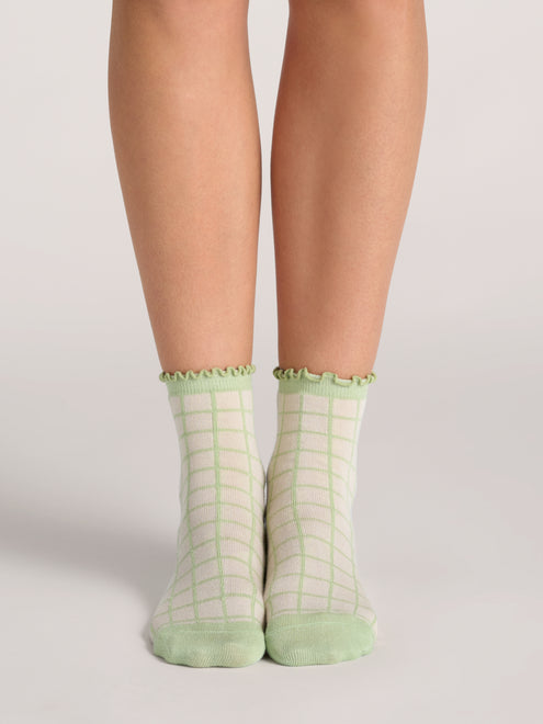 3 PK WOMENS NON TERRY RUFFLE ANKLET | LIGHT GREEN