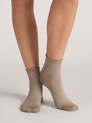3 PK WOMENS NON TERRY RUFFLE ANKLET | LIGHT GREEN