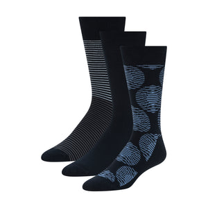 3 PK MENS NON TERRY PRINT CREW | BLUE