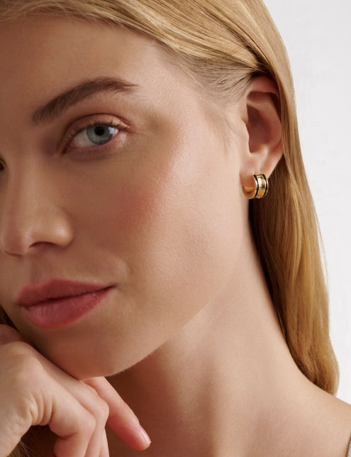 Ted Baker Black Enamel Inlay Huggie Hoop Earrings