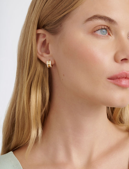 Ted Baker White Enamel Inlay Huggie Hoop Earrings